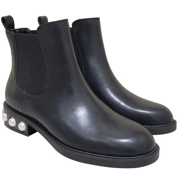 On 34th Shoes - On 34th Women Jeovana Pearl Heeled Chelsea Boots Size US 9M Black Faux Leather